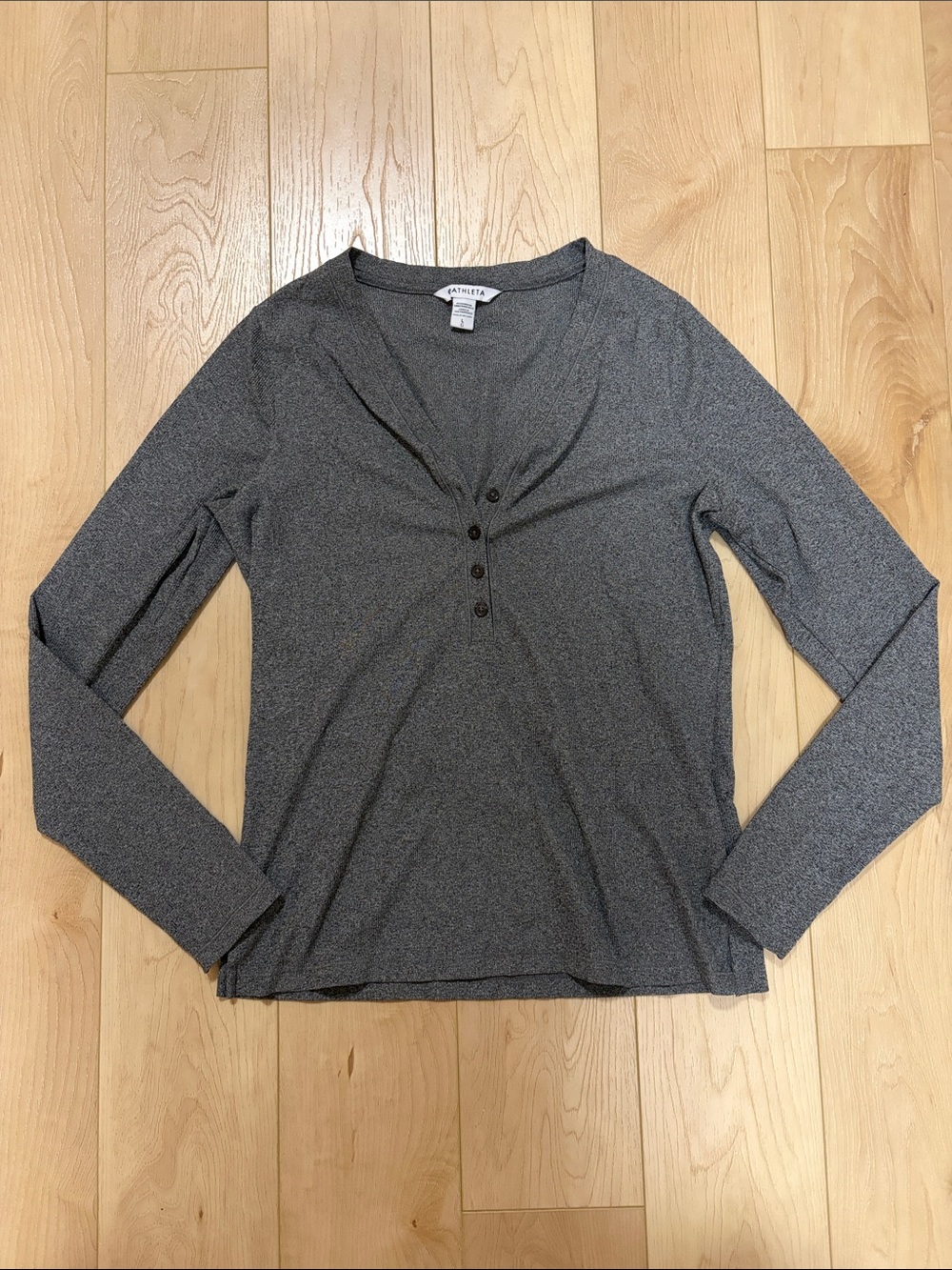 Athleta Uptempo Ribbed Henley, Grey, sz L